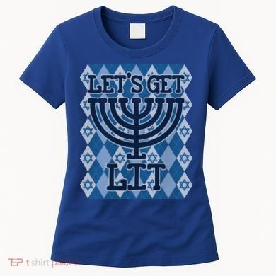 Let's Get Lit Ugly Hanukkah Sweater Chanukah Party Gift Women's T-Shirt