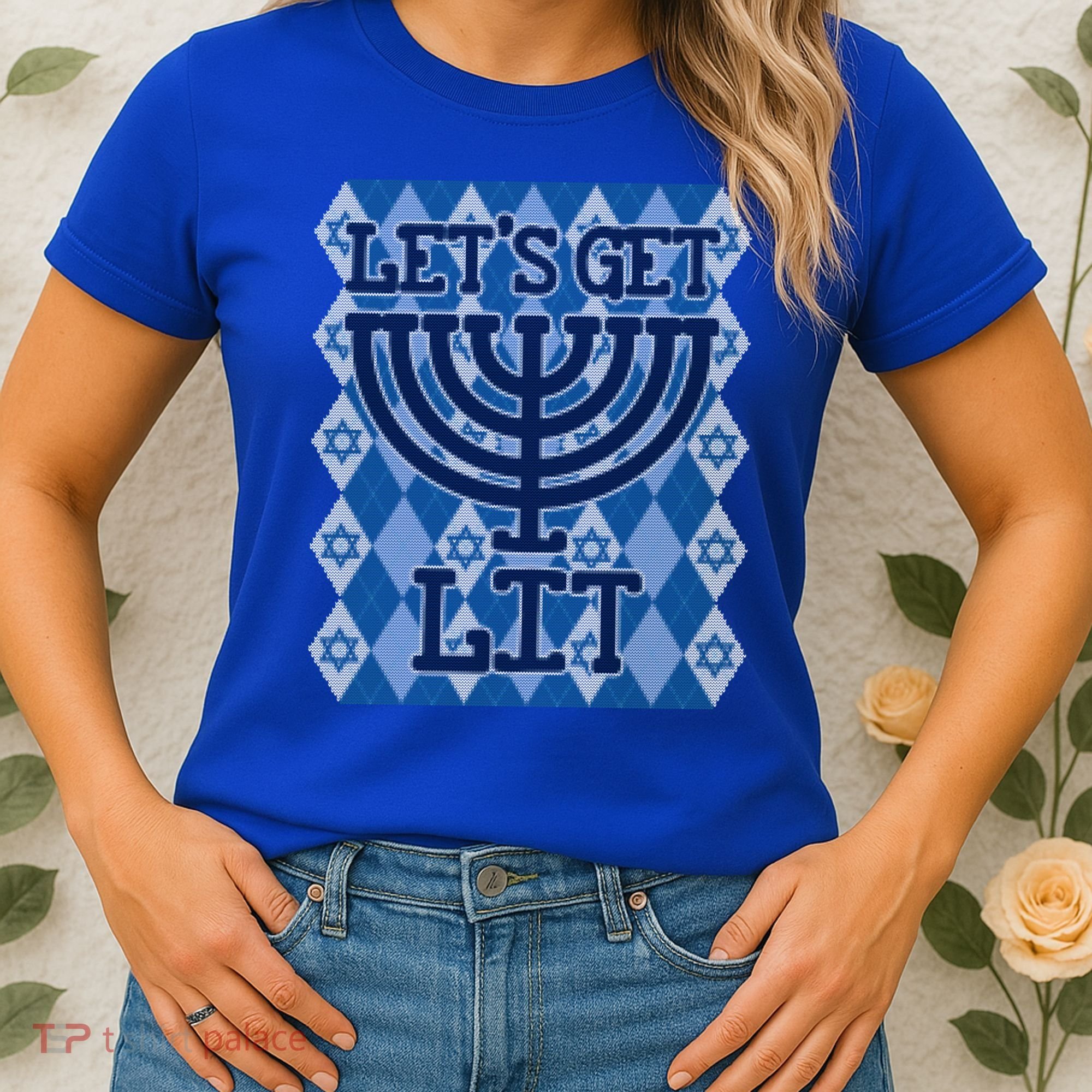 Let's Get Lit Ugly Hanukkah Sweater Chanukah Party Gift Women's T-Shirt
