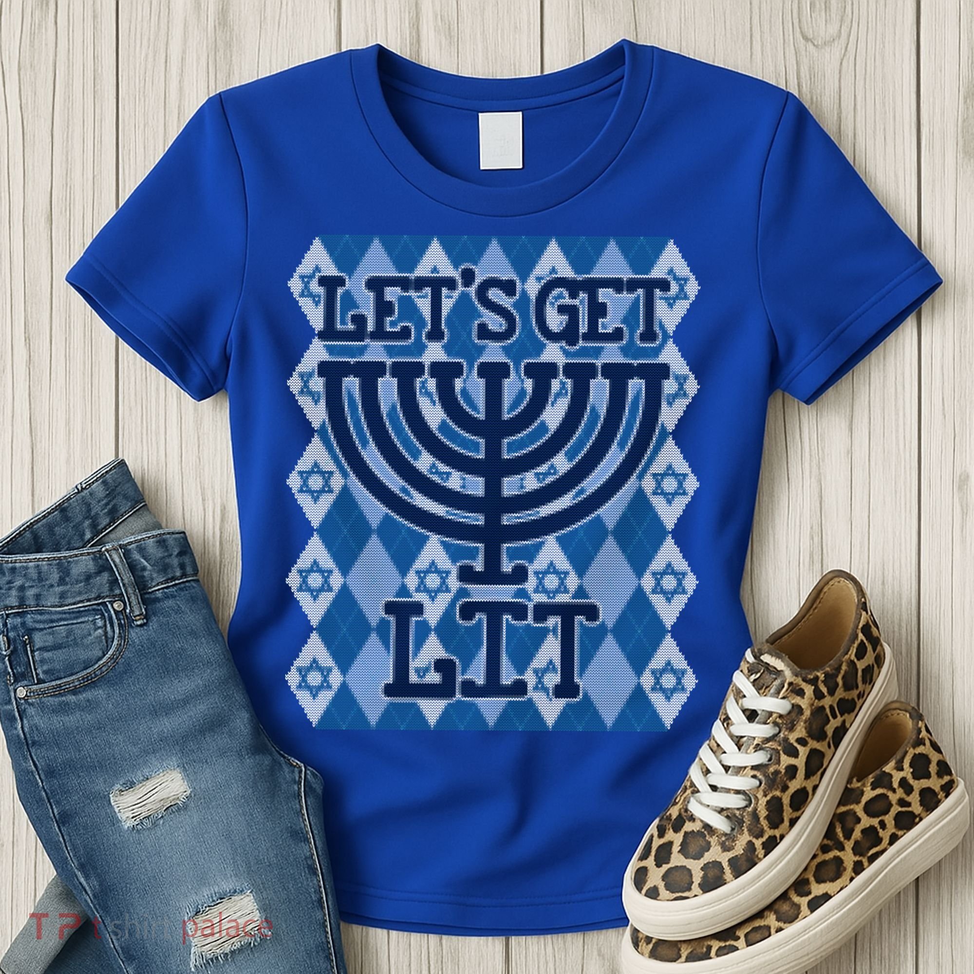 Let's Get Lit Ugly Hanukkah Sweater Chanukah Party Gift Women's T-Shirt