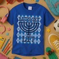 Let's Get Lit Ugly Hanukkah Sweater Chanukah Party Gift Kids T-Shirt thumb 3