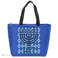 Let's Get Lit Ugly Hanukkah Sweater Chanukah Party Gift Tote Bag thumb 0