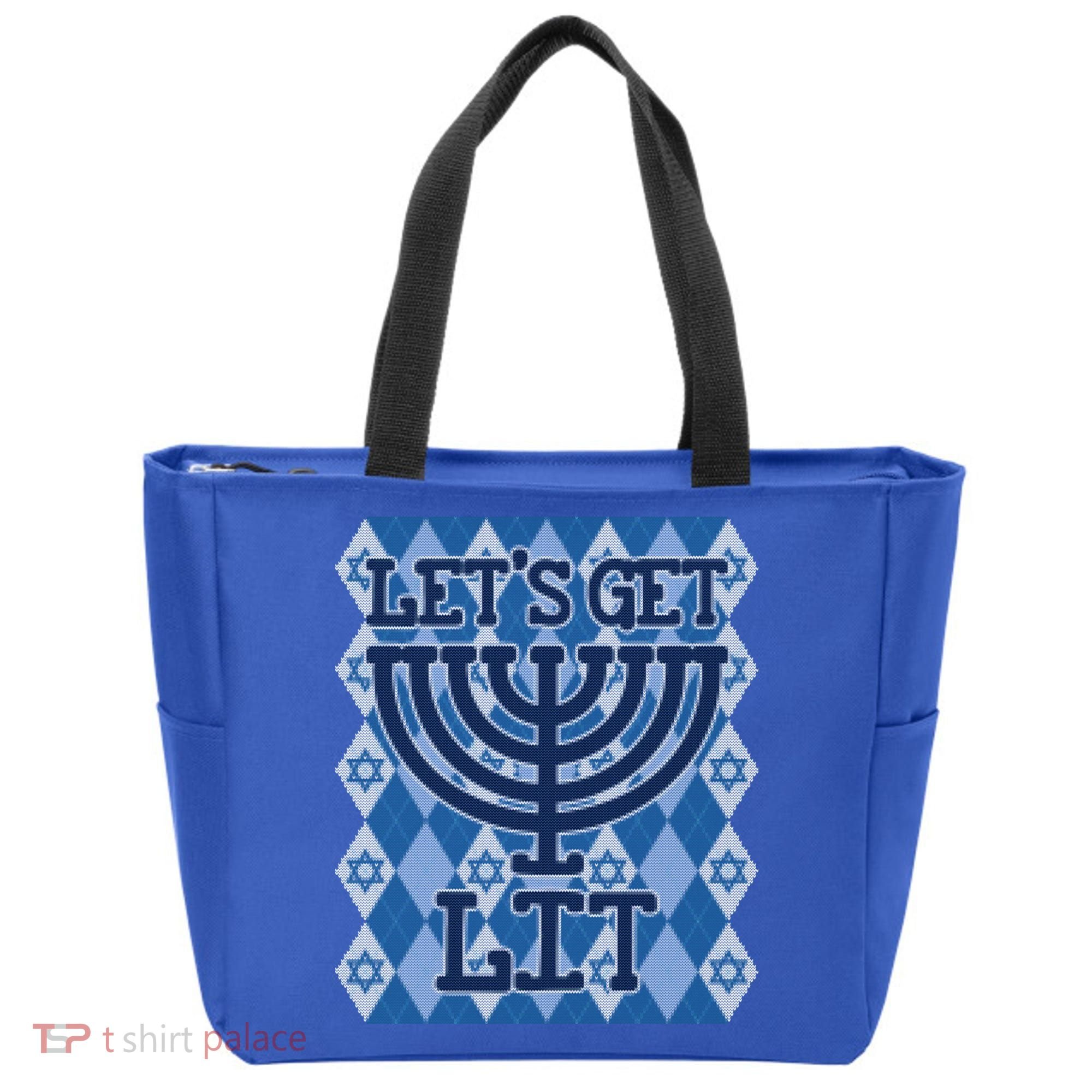 Let's Get Lit Ugly Hanukkah Sweater Chanukah Party Gift Tote Bag