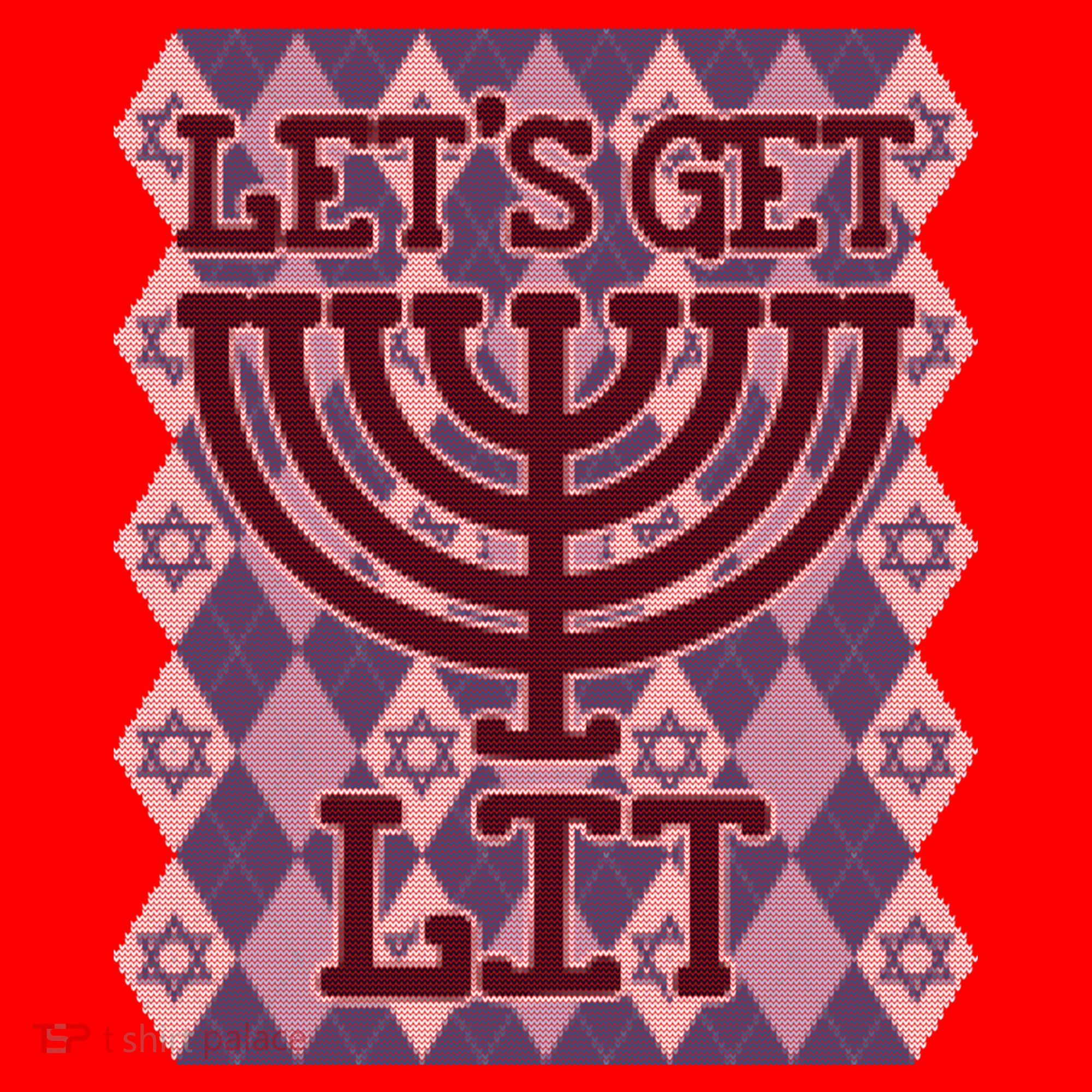 Let's Get Lit Ugly Hanukkah Sweater Chanukah Party Gift Santa Hat
