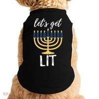 Let's Get Lit Funny Hanukkah Menorah Candles Jewish Gift Doggie Tank thumb 0