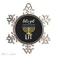 Let's Get Lit Funny Hanukkah Menorah Candles Jewish Gift Ornament thumb 0