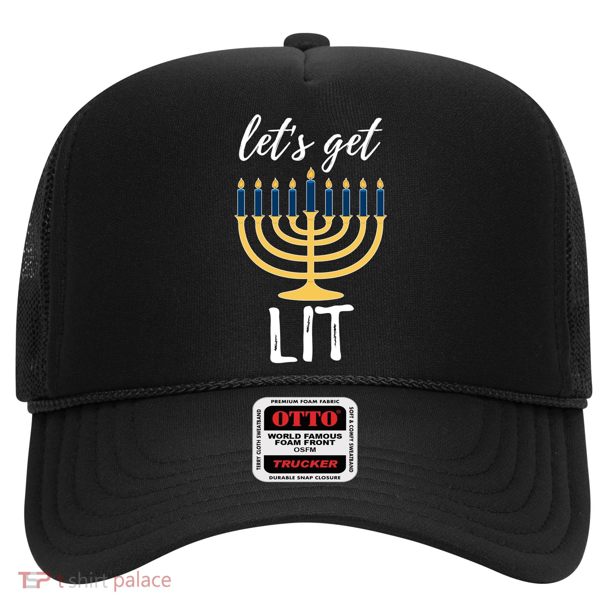 Let's Get Lit Funny Hanukkah Menorah Candles Jewish Gift Hat