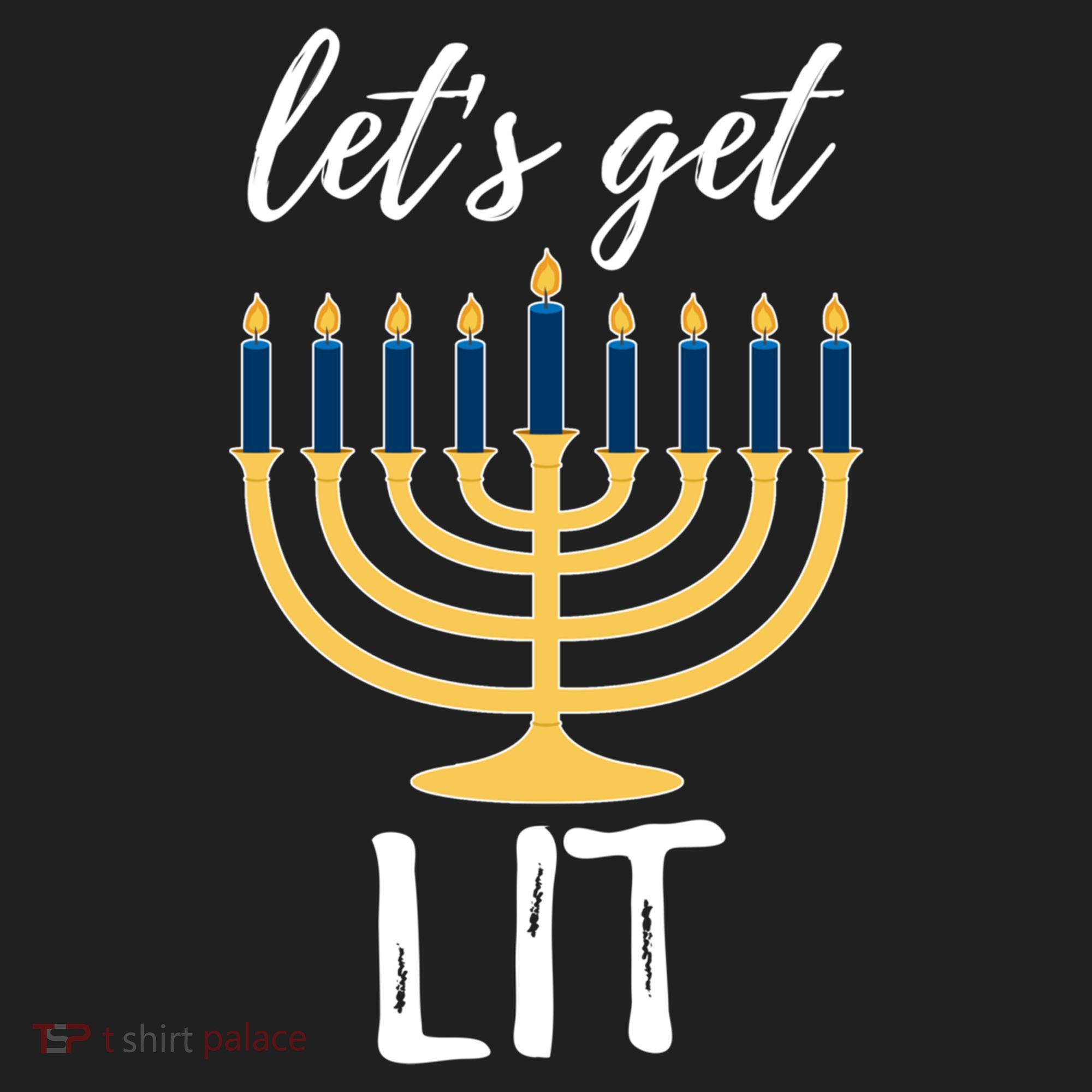 Let's Get Lit Funny Hanukkah Menorah Candles Jewish Gift Golf Towel