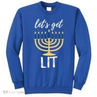 Let's Get Lit Funny Hanukkah Menorah Candles Jewish Gift Sweatshirt thumb 0