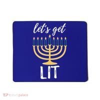 Let's Get Lit Funny Hanukkah Menorah Candles Jewish Gift Mousepad thumb 0
