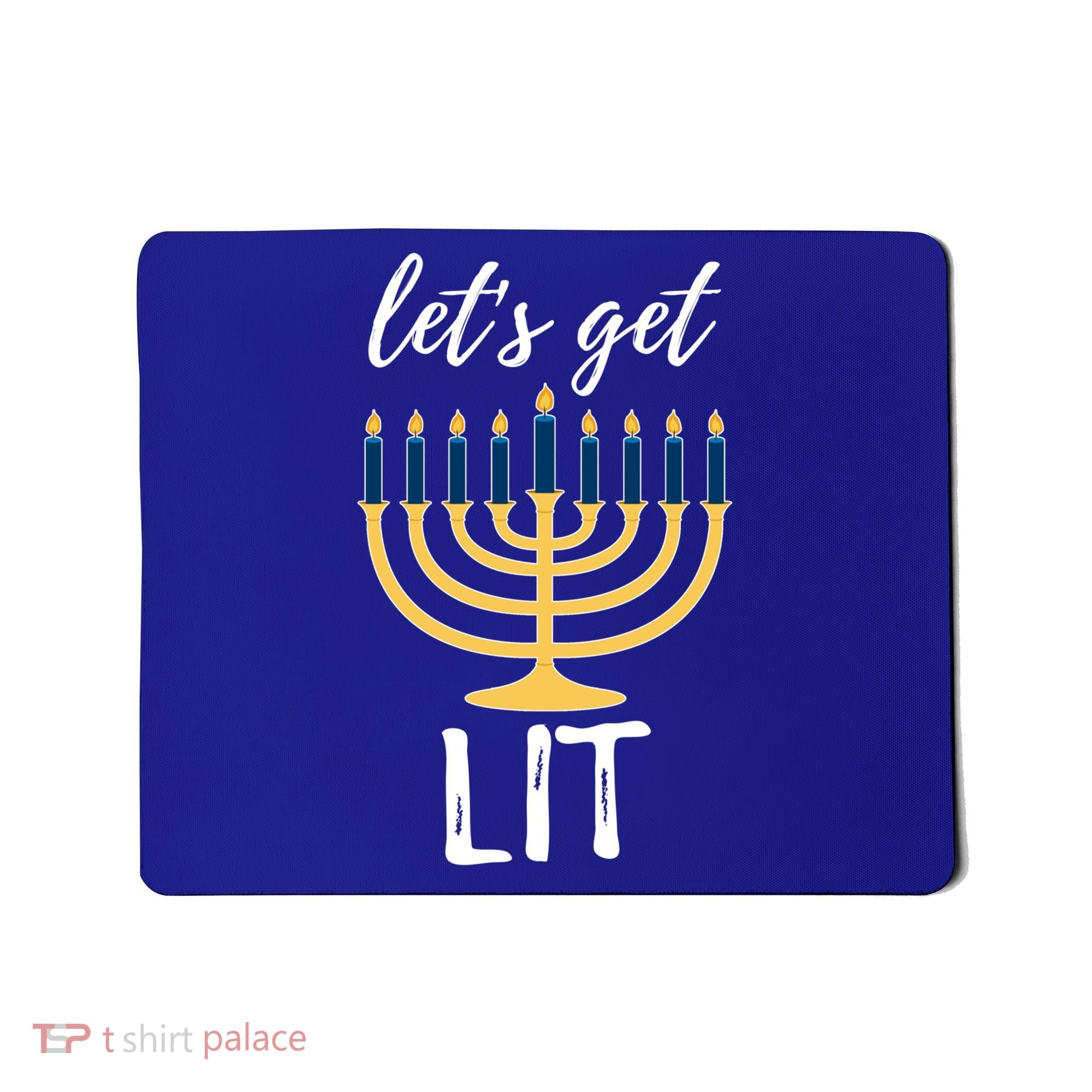 Let's Get Lit Funny Hanukkah Menorah Candles Jewish Gift Mousepad