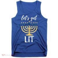 Let's Get Lit Funny Hanukkah Menorah Candles Jewish Gift Tank Top thumb 0