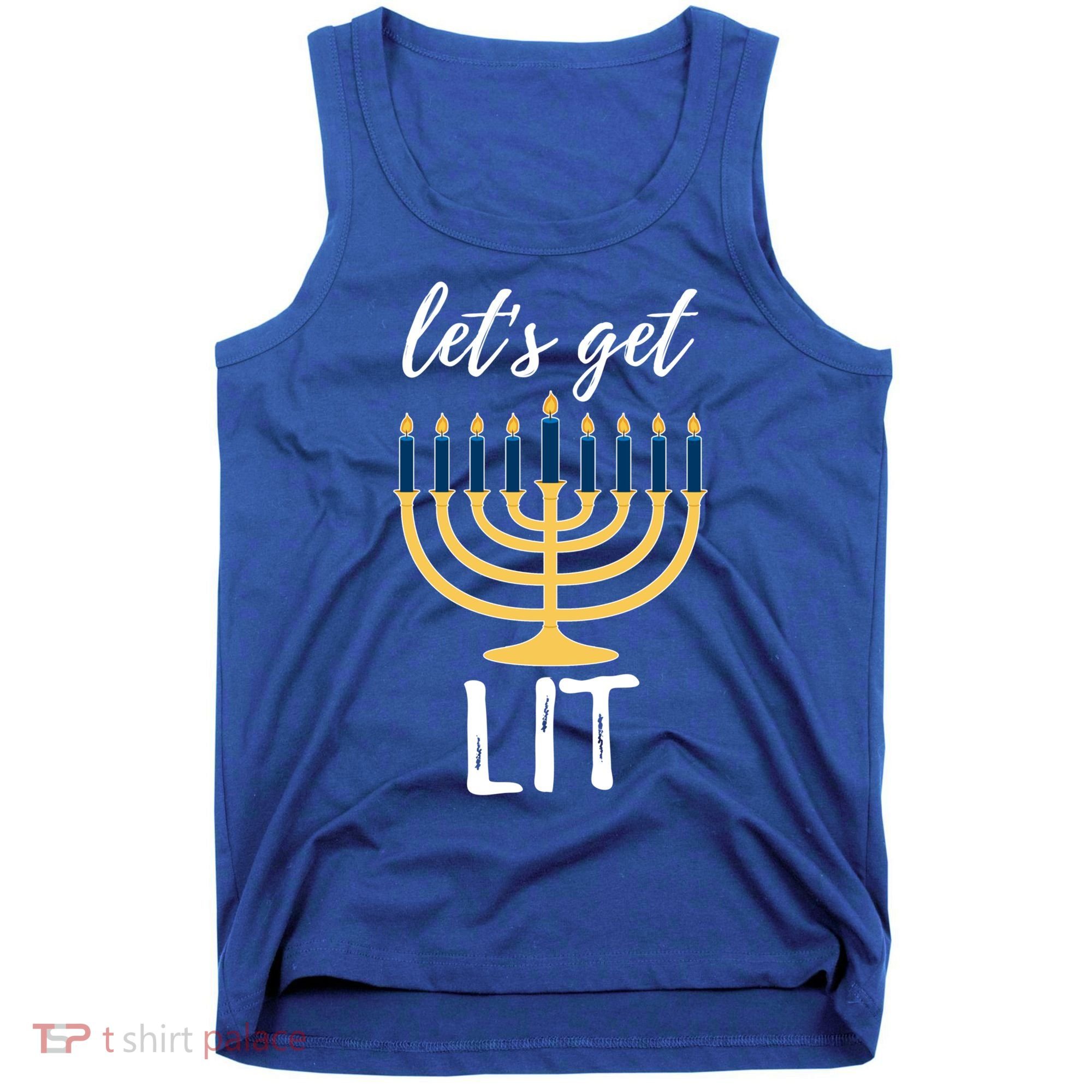 Let's Get Lit Funny Hanukkah Menorah Candles Jewish Gift Tank Top