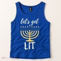 Let's Get Lit Funny Hanukkah Menorah Candles Jewish Gift Tank Top thumb 2