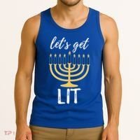 Let's Get Lit Funny Hanukkah Menorah Candles Jewish Gift Tank Top thumb 3