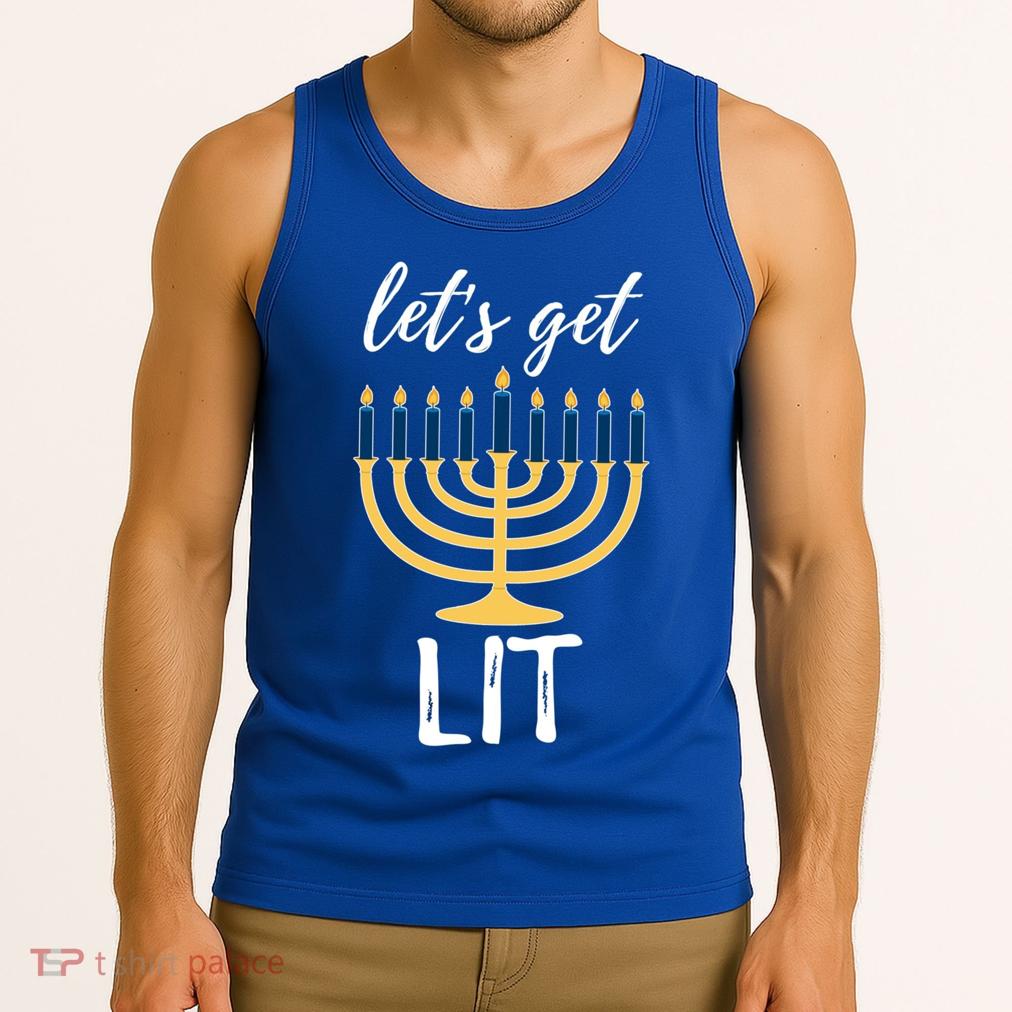 Let's Get Lit Funny Hanukkah Menorah Candles Jewish Gift Tank Top