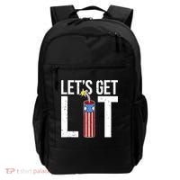Lets Get Lit Fireworks 4th Of July Merica USA Flag Backpack thumb 0