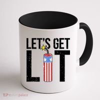 Lets Get Lit Fireworks 4th Of July Merica USA Flag Coffee Mug thumb 1