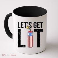 Lets Get Lit Fireworks 4th Of July Merica USA Flag Coffee Mug thumb 0