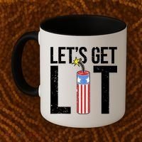 Lets Get Lit Fireworks 4th Of July Merica USA Flag Coffee Mug thumb 2