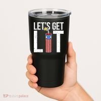 Lets Get Lit Fireworks 4th Of July Merica USA Flag Tumbler thumb 2