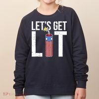 Lets Get Lit Fireworks 4th Of July Merica USA Flag Women's Sweatshirt thumb 0