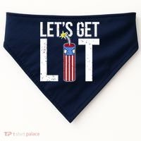 Lets Get Lit Fireworks 4th Of July Merica USA Flag USA-Made Doggie Bandana thumb 0