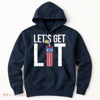Lets Get Lit Fireworks 4th Of July Merica USA Flag Hoodie thumb 0