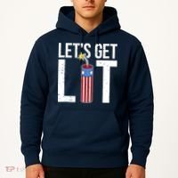 Lets Get Lit Fireworks 4th Of July Merica USA Flag Hoodie thumb 2