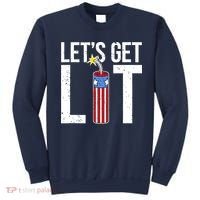 Lets Get Lit Fireworks 4th Of July Merica USA Flag Sweatshirt thumb 0