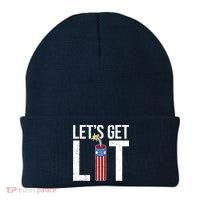 Lets Get Lit Fireworks 4th Of July Merica USA Flag Beanie thumb 0