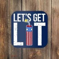Lets Get Lit Fireworks 4th Of July Merica USA Flag Coaster thumb 0