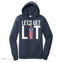 Lets Get Lit Fireworks 4th Of July Merica USA Flag Women's Hoodie thumb 0