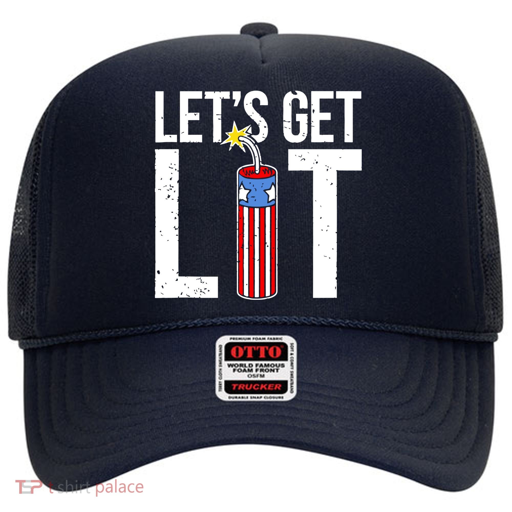 Lets Get Lit Fireworks 4th Of July Merica USA Flag Hat