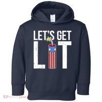 Lets Get Lit Fireworks 4th Of July Merica USA Flag Toddler Hoodie thumb 0