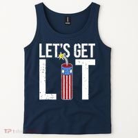 Lets Get Lit Fireworks 4th Of July Merica USA Flag Tank Top thumb 2