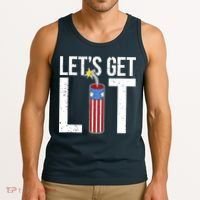Lets Get Lit Fireworks 4th Of July Merica USA Flag Tank Top thumb 3