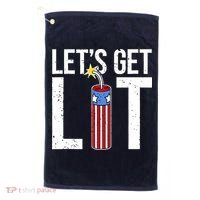 Lets Get Lit Fireworks 4th Of July Merica USA Flag Golf Towel thumb 0