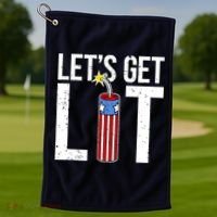 Lets Get Lit Fireworks 4th Of July Merica USA Flag Golf Towel thumb 1