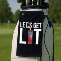 Lets Get Lit Fireworks 4th Of July Merica USA Flag Golf Towel thumb 2