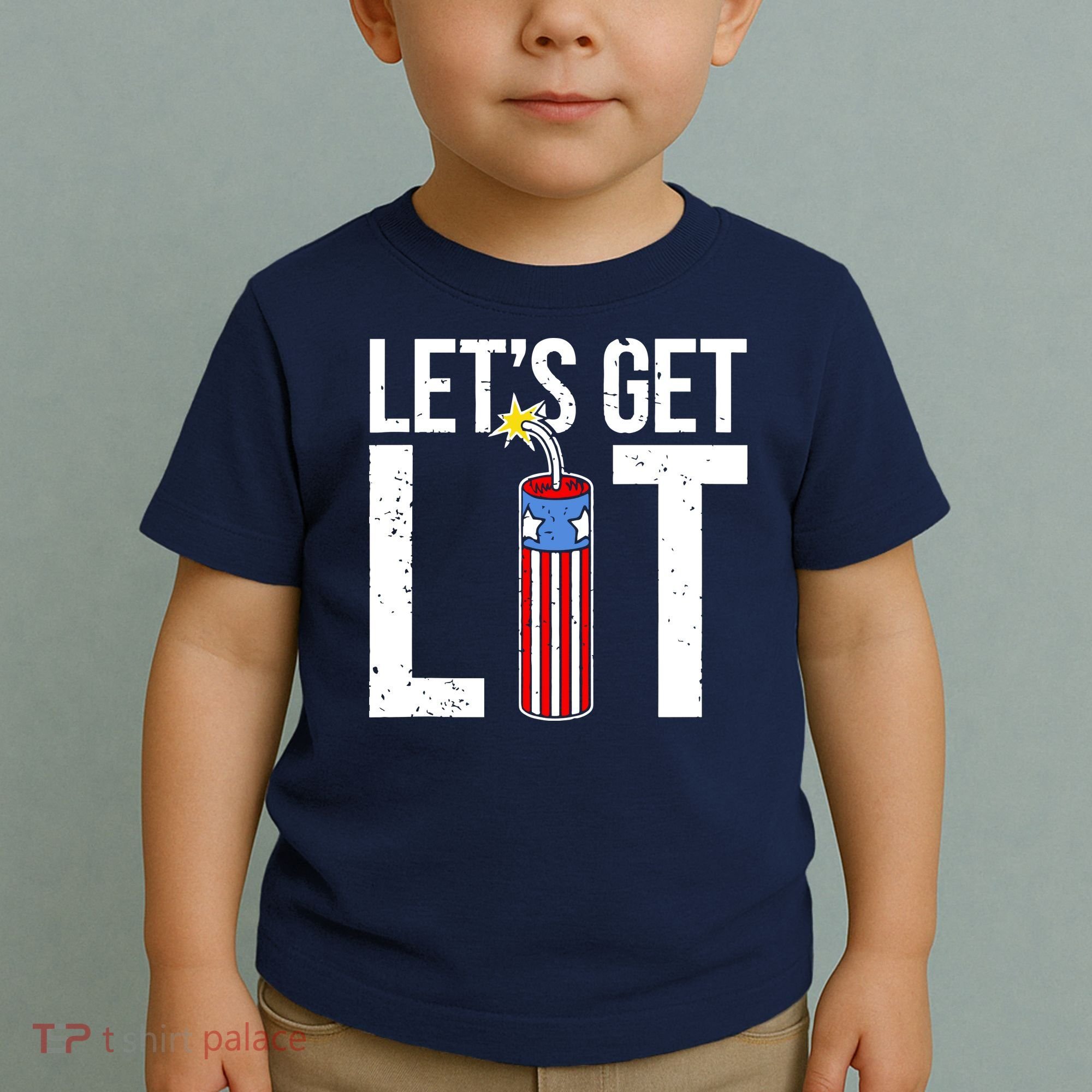 Lets Get Lit Fireworks 4th Of July Merica USA Flag Toddler T-Shirt
