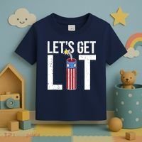 Lets Get Lit Fireworks 4th Of July Merica USA Flag Toddler T-Shirt thumb 3