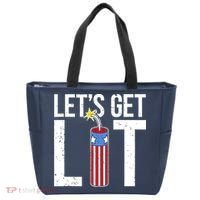 Lets Get Lit Fireworks 4th Of July Merica USA Flag Tote Bag thumb 0