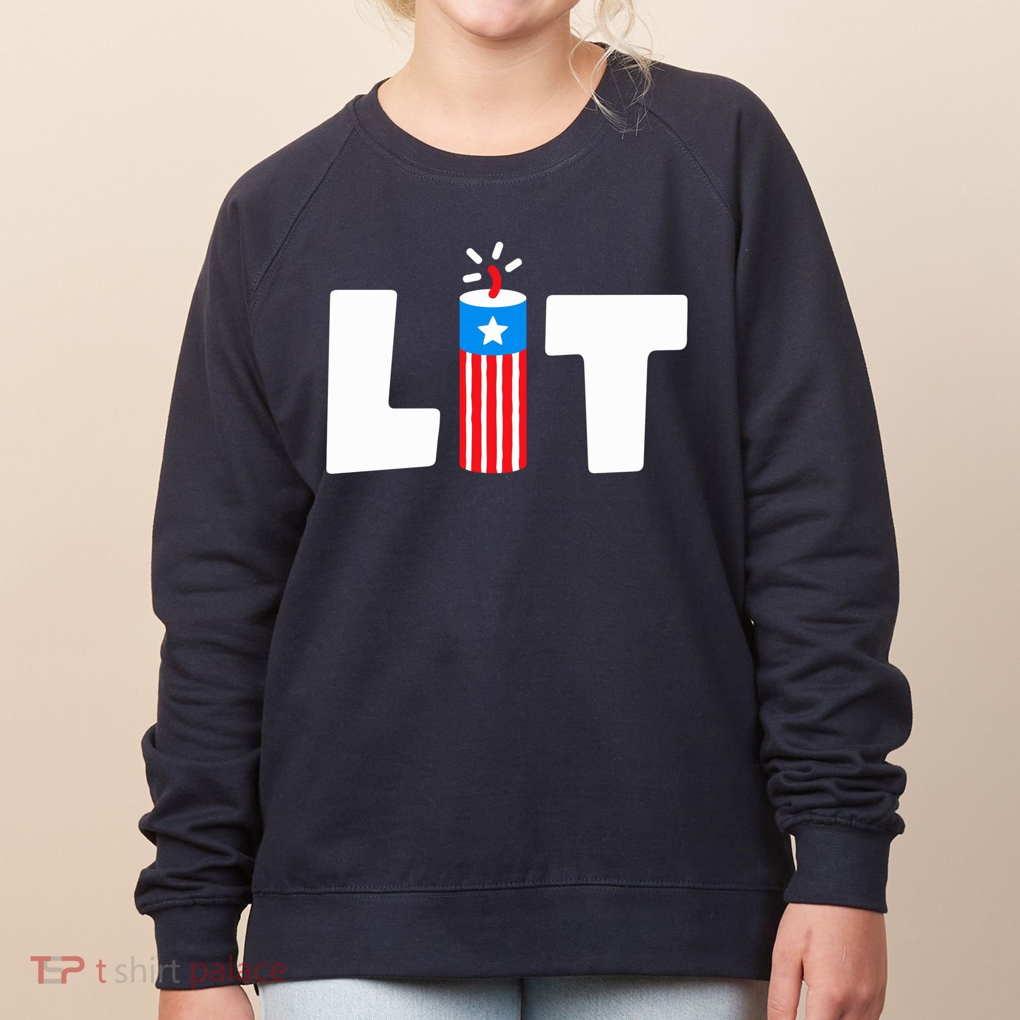 Lets Get Lit Fireworks Firecracker Funny Fourth 4th Of July Women's Sweatshirt