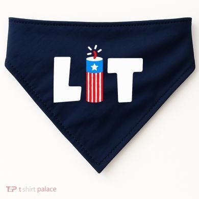 Lets Get Lit Fireworks Firecracker Funny Fourth 4th Of July USA-Made Doggie Bandana