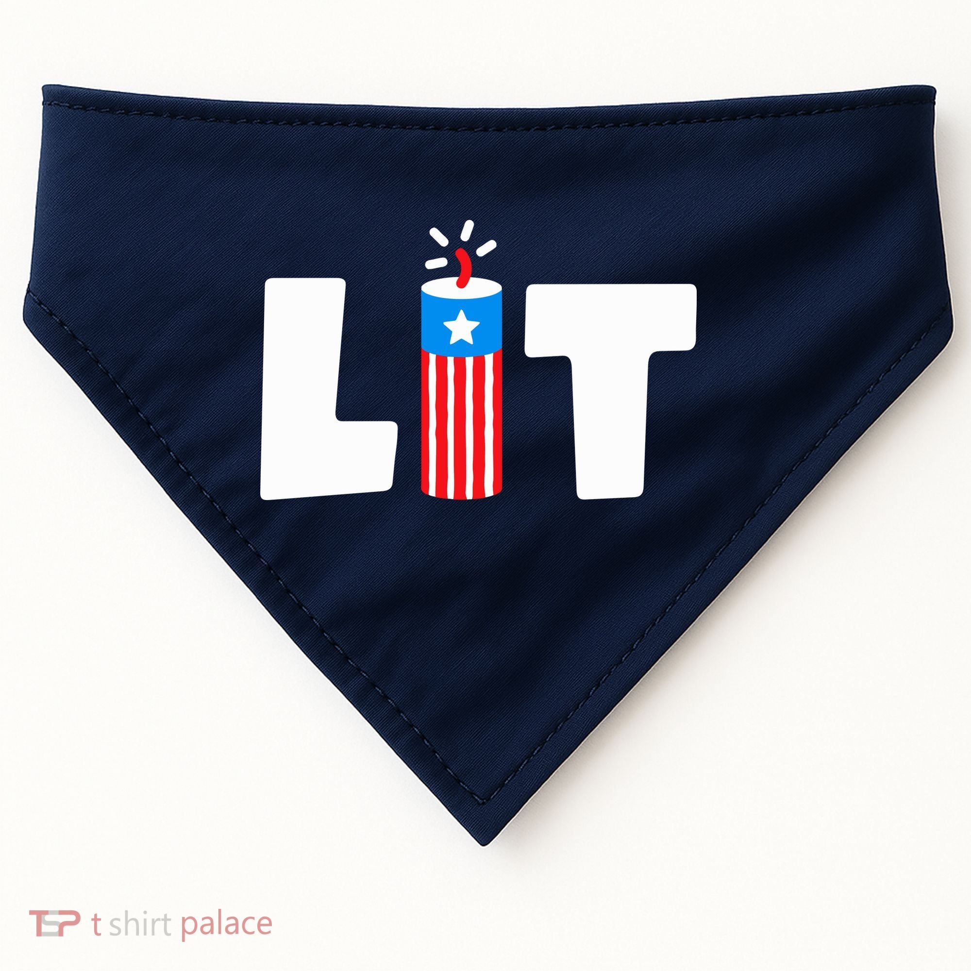 Lets Get Lit Fireworks Firecracker Funny Fourth 4th Of July USA-Made Doggie Bandana