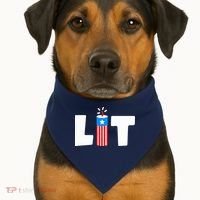 Lets Get Lit Fireworks Firecracker Funny Fourth 4th Of July USA-Made Doggie Bandana thumb 1