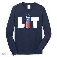 Lets Get Lit Fireworks Firecracker Funny Fourth 4th Of July Long Sleeve Shirt thumb 0