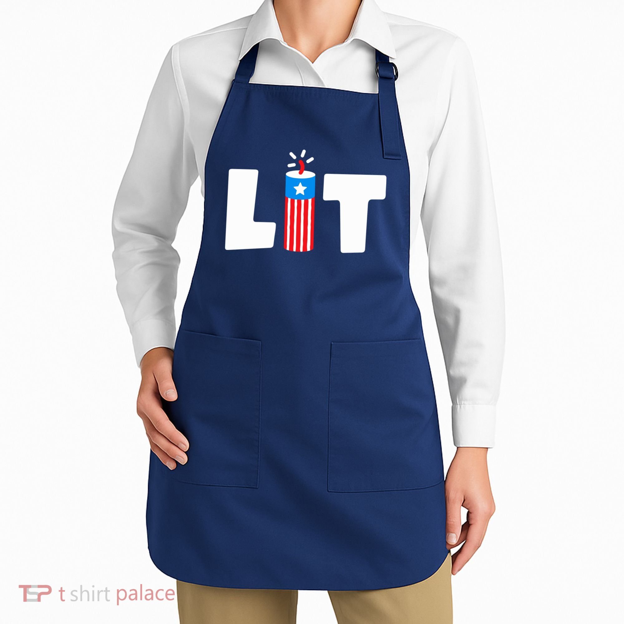 Lets Get Lit Fireworks Firecracker Funny Fourth 4th Of July Apron
