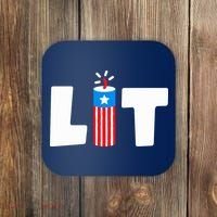 Lets Get Lit Fireworks Firecracker Funny Fourth 4th Of July Coaster thumb 0