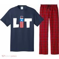 Lets Get Lit Fireworks Firecracker Funny Fourth 4th Of July Pajama Set thumb 0